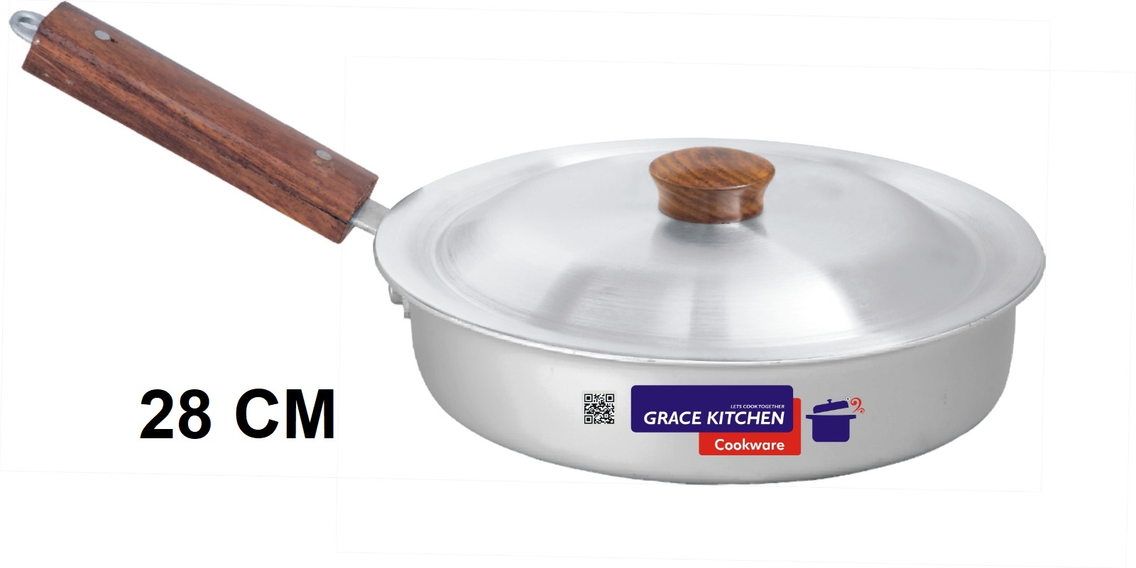 Premium Metal Finish Classic Frypan With Lid 28cm (Shrink Wrapped-Bar Coded)